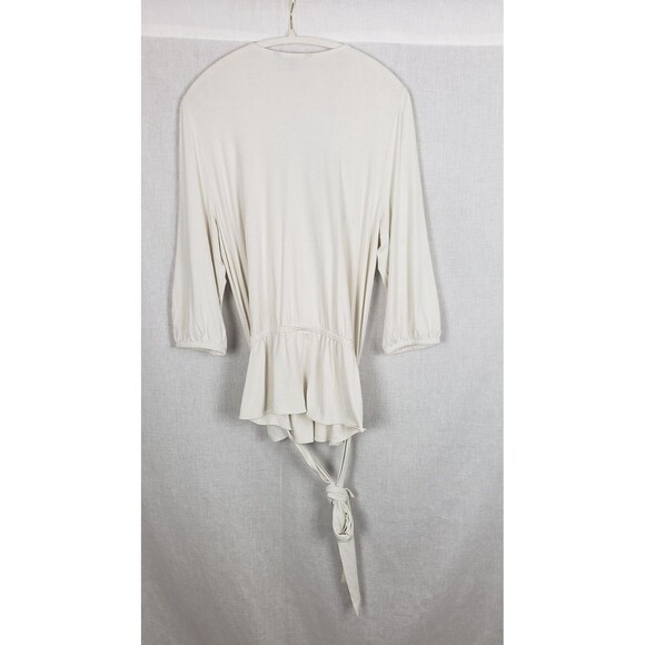 Lauren Ralph Lauren Blouse Top 1X Ivory Wrap Belted Stretch Casual Classy Work - Picture 2 of 7